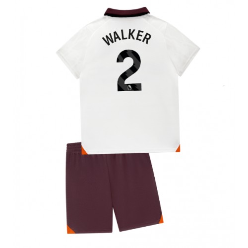 Otroški Nogometni dresi Manchester City Kyle Walker #2 Gostujoči 2023-24 Kratek Rokav (+ Kratke hlače)